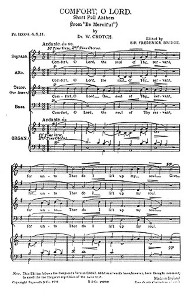 W. Crotch: Comfort O Lord The Soul Bridge